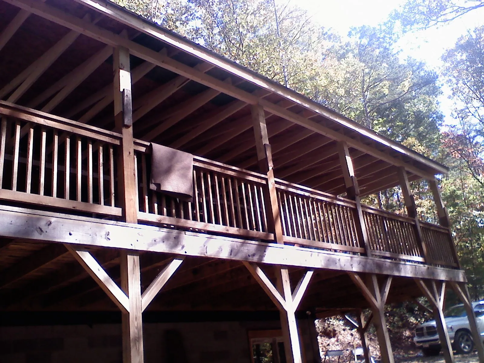 Timber framing under a new elevated porch and deck — Roof Leak Repair in Richboro by Roofing Brothers